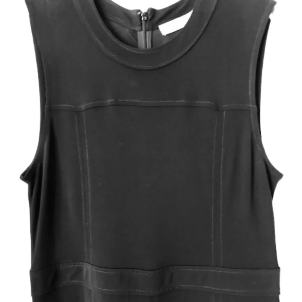 Tory Burch Black Midi Fit and Flare Shift Dress - Ruffle - 8